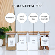 12 Pcs Square Spice Jars With 72 Stickers