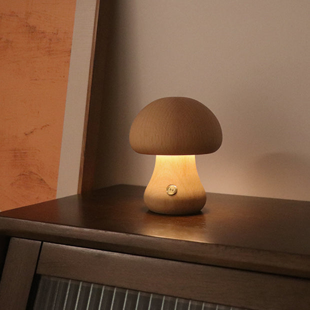 Wooden Cute Mushroom LED Touch Switch