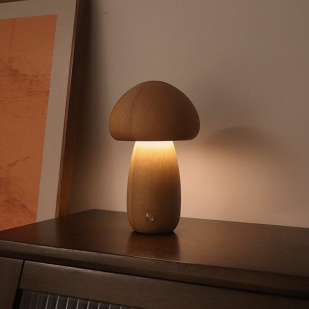 Wooden Cute Mushroom LED Touch Switch