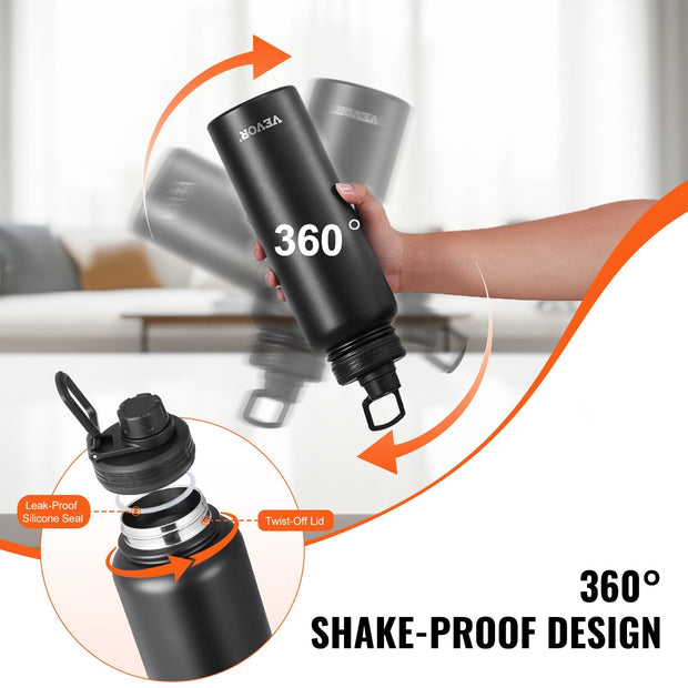 40 Oz Insulated Water Bottle Stainless Steel