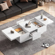White High Gloss Coffee Tables With 2 Drawers And 2 Big Storage