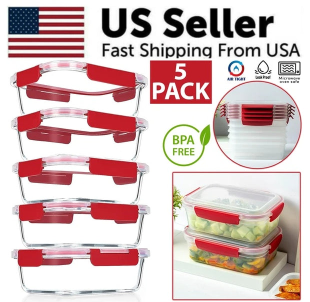 5 Pack Stackable Food Storage Containers