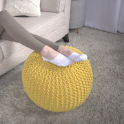 Bordeaux Knitted Cotton Round Pouf by Ainuro