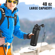 40 Oz Insulated Water Bottle Stainless Steel