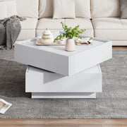 Square 360 Rotating Wooden Coffee Table With 2 Drawers