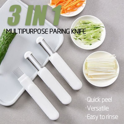 3 In 1 Multifunctional Stainless Steel Paring Knife For Peeling Shredding