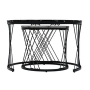 Round Modern Coffee Table Set Of 2 Marble Pattern