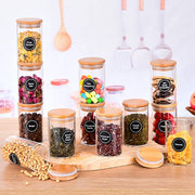12 Pcs Round Spice Jars With Bamboo Lids And Stickers