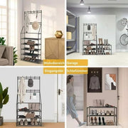 Coat And Shoe Rack With 8 Hooks