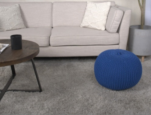 Bordeaux Knitted Cotton Round Pouf by Ainuro