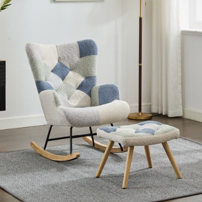 Rocking Chair Relaxing With Solid Wood Legs High Back