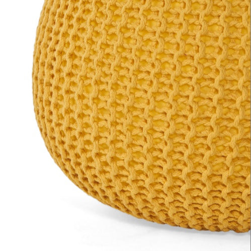 Bordeaux Knitted Cotton Round Pouf by Ainuro