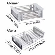Adjustable Immersion Sink Dish Drying Rack With Stainless Steel Drain Basket