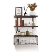 2 In 1 Floating Shelves Wall Mounted With Storage Basket
