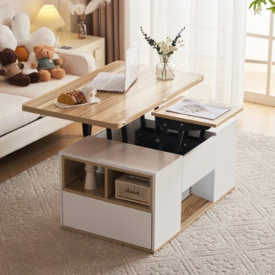 Coffee Table With 2 Drawers Lift-Top Sofa End