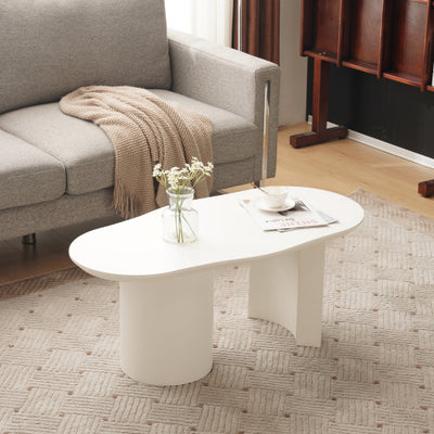 White Wooden Modern Table Abstract Cloud Shaped