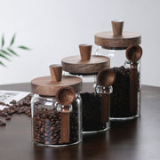 3 Pcs Glass Coffee Jars With Spoons