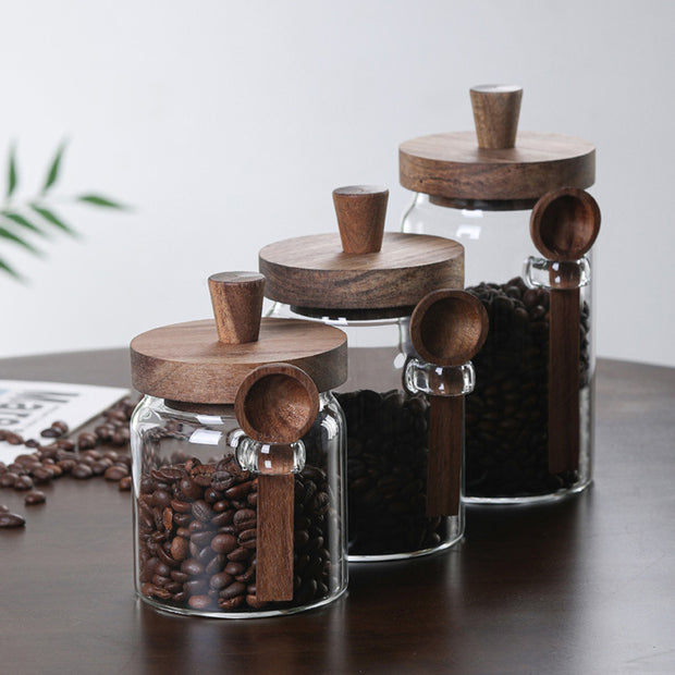 3 Pcs Glass Coffee Jars With Spoons