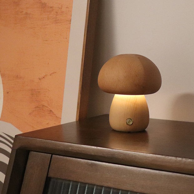 Wooden Cute Mushroom LED Touch Switch