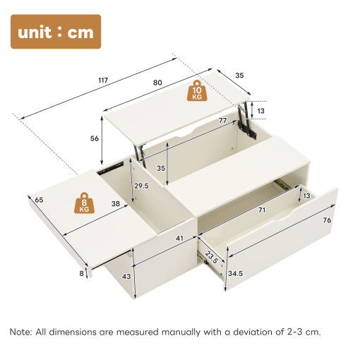 Lift Up Wooden Coffee Table With Drawer, For Living Room