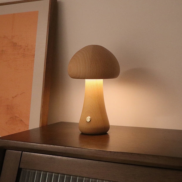 Wooden Cute Mushroom LED Touch Switch