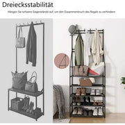 Coat And Shoe Rack With 8 Hooks