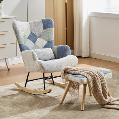 Rocking Chair Relaxing With Solid Wood Legs High Back