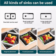 Adjustable Immersion Sink Dish Drying Rack With Stainless Steel Drain Basket